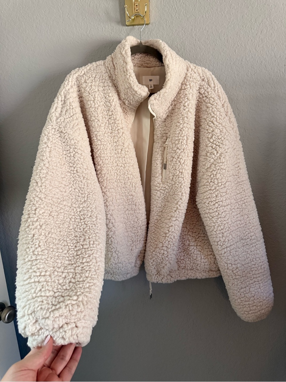 BP. Cream Sherpa Teddy Fleece Zip Jacket XL